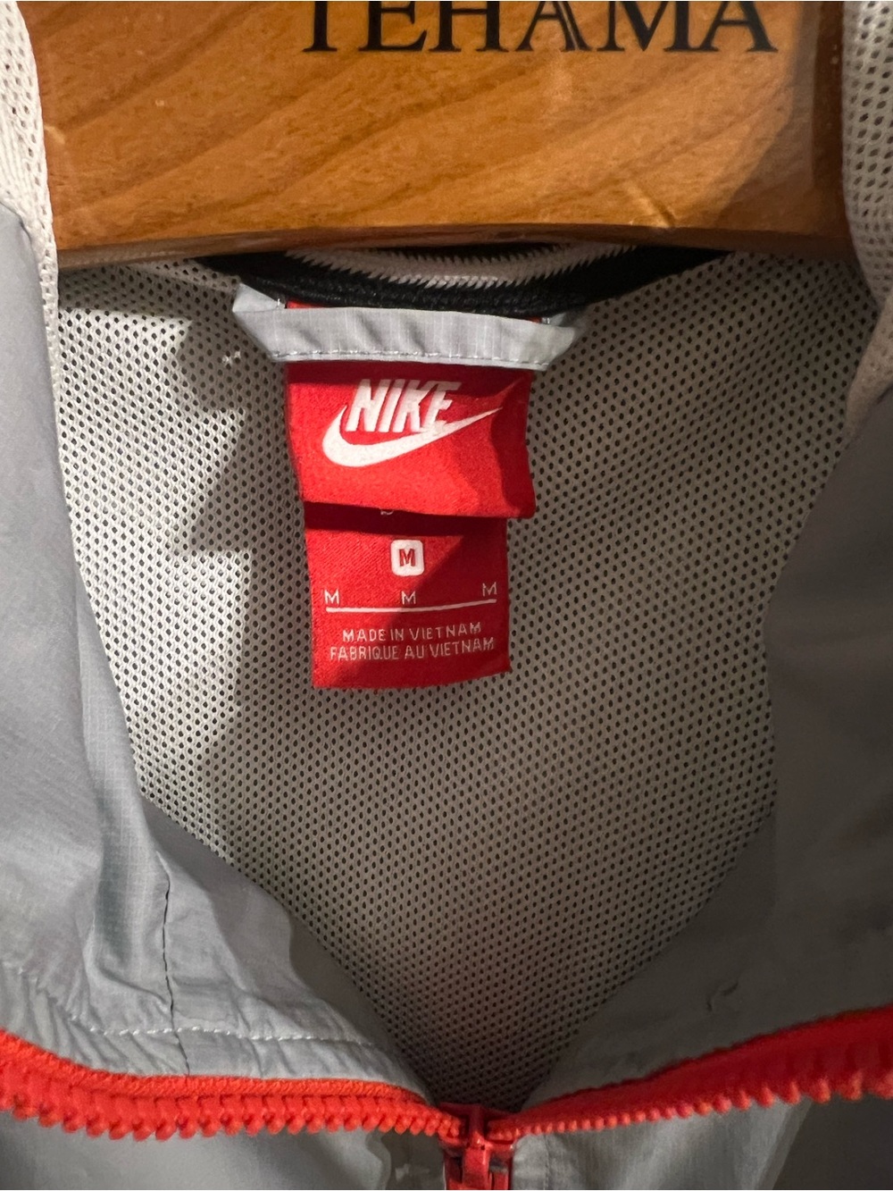 Nike Men's Light Gray & Black Hooded Windbreaker with Orange Zipper - Picture 5 of 6